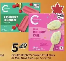 Sobeys Compliments Frozen Fruit Bars or Mini Novelties offer