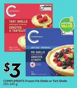 Sobeys Compliments Frozen Pie Shells or Tart Shells offer
