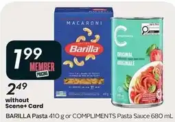 Sobeys Barilla Pasta or Compliments Pasta Sauce offer