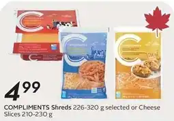 Sobeys Compliments Shreds or Cheese Slices offer
