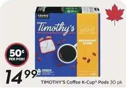 Sobeys Timothy's Coffee K-Cup Pods offer