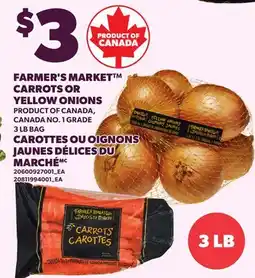 Independent Grocer FARMER'S MARKET CARROTS OR YELLOW ONIONS, 3 LB BAG offer
