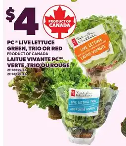 Independent Grocer PC LIVE LETTUCE GREEN, TRIO OR RED offer