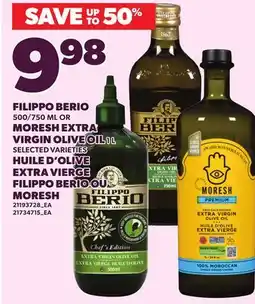 Independent Grocer FILIPPO BERIO, 500/750 ML OR MORESH EXTRA VIRGIN OLIVE OIL offer