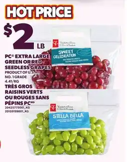 Independent Grocer PC EXTRA LARGE GREEN OR RED SEEDLESS GRAPES offer