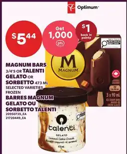 Independent Grocer MAGNUM BARS, 3/4'S OR TALENTI GELATO OR SORBETTO offer
