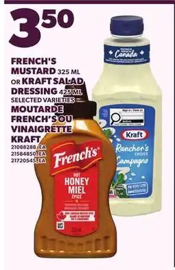 Independent Grocer FRENCH'S MUSTARD, 325 ML OR KRAFT SALAD DRESSING, 425ML offer