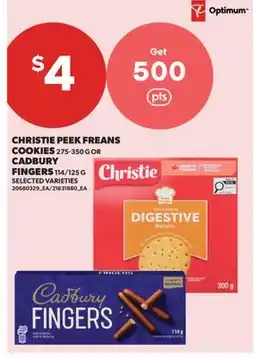 Real Canadian Superstore CHRISTIE PEEK FREANS COOKIES, 275-350 G OR CADBURY FINGERS, 114-125 G offer