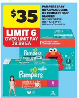 Real Canadian Superstore PAMPERS BABY DRY, SWADDLERS OR CRUISERS 360° DIAPERS, SIZE N-8, 58-200'S offer