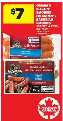 Real Canadian Superstore GRIMM'S SIZZLIN' SMOKIES OR GRIMM'S BAVARIAN SMOKIES offer