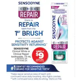 Real Canadian Superstore SENSODYNE CLINICAL WHITE OR CLINICAL REPAIR TOOTHPASTE offer