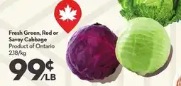 Longo's Fresh Green, Red or Savoy Cabbage offer