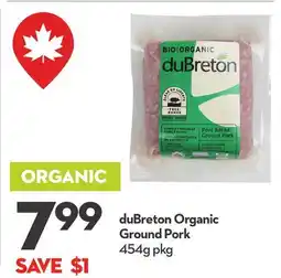 Longo's duBreton Organic Ground Pork offer