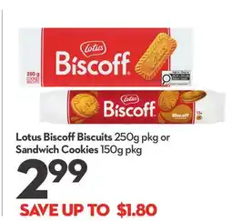 Longo's Lotus Biscoff Biscuits 250g pkg or Sandwich Cookies 150g pkg offer