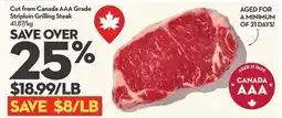 Longo's Cut from Canada AAA Grade Striploin Grilling Steak offer