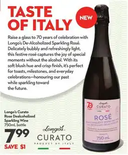 Longo's Longo's Curato Rose De-Alcoholized Sparkling Wine offer