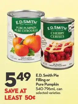 Longo's E.D. Smith Pie Filling or Pure Pumpkin offer
