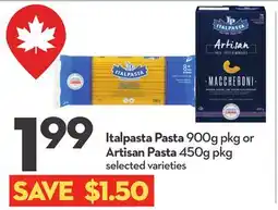 Longo's Italpasta Pasta 900g pkg or Artisan Pasta 450g pkg offer