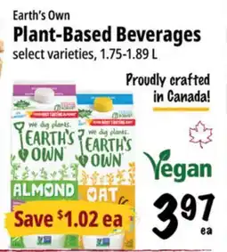 Farm Boy Earth's Own Plant-Based Beverages offer