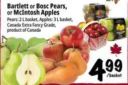 Farm Boy Bartlett or Bosc Pears, or McIntosh Apples offer