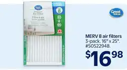 Walmart MERV 8 air filters offer