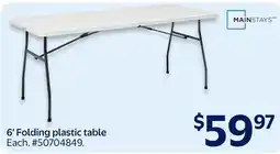 Walmart MAINSTAYS 6' Folding plastic table offer