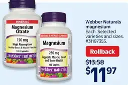 Walmart Webber Naturals magnesium offer
