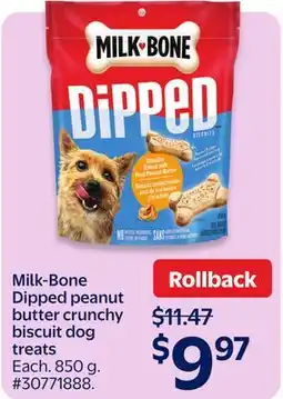 Walmart Milk-Bone Dipped peanut butter crunchy biscuit dog treats offer