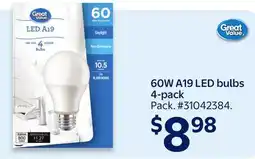 Walmart 60W A19 LED bulbs offer
