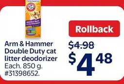 Walmart Arm & Hammer Double Duty cat litter deodorizer offer