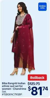 Walmart Biba Rangriti Indian ethnic suit set for women - Chandrima Set offer