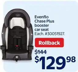 Walmart Evenflo Chase Plus booster car seat offer