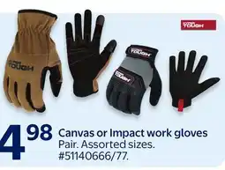 Walmart Canvas or Impact work gloves offer