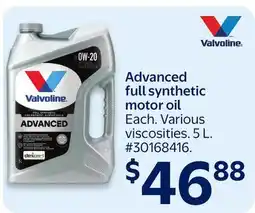 Walmart Valvoline Advanced full synthetic motor oil offer