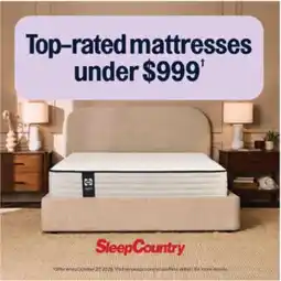 Sleep Country Top-rated mattresses under $999† offer