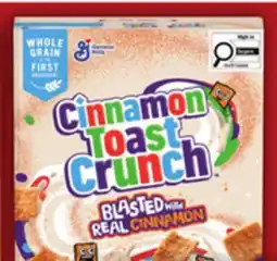 Food Basics GENERAL MILLS HONEY NUT CHEERIOS OR CINNAMON TOAST CRUNCH offer