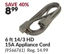 Princess Auto 6 ft 14/3 HD 15A Appliance Cord offer