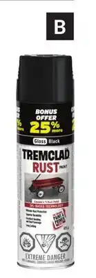 Princess Auto TREMCLAD Rust Spray Paints, 25% Bonus offer