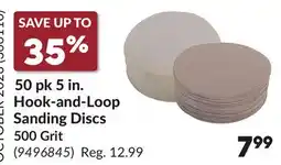 Princess Auto 50 pk 5 in. Hook-and-Loop Sanding Discs 500 Grit offer