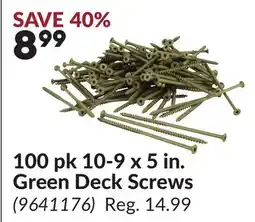 Princess Auto 100 pk 10-9 x 5 in. Green Deck Screws offer