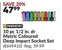Princess Auto 10 pc 1/2 in. dr Metric Coloured Deep Impact Socket Set offer