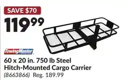 Princess Auto 60 x 20 in. 750 lb Steel Hitch-Mounted Cargo Carrier offer