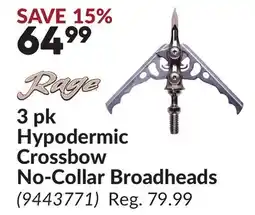 Princess Auto 3 pk Hypodermic Crossbow No-Collar Broadheads offer