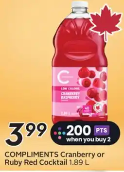 Sobeys Cranberry or Ruby Red Cocktail offer