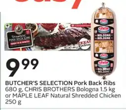Sobeys Pork Back Ribs, 680 g, Bologna 1.5 kg or Natural Shredded Chicken 250 g offer