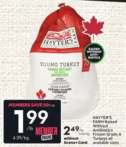 Sobeys Raised WITHOUT Antibiotics Frozen Grade A Turkeys offer