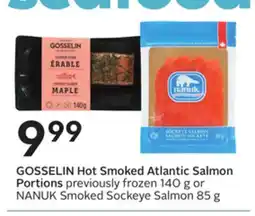 Sobeys Hot Smoked Atlantic Salmon Portions previously frozen 140 g or Smoked Sockeye Salmon 85 g offer