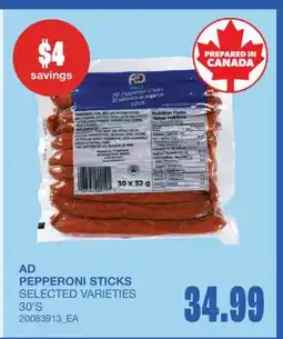 Wholesale Club AD PEPPERONI STICKS, 30's offer