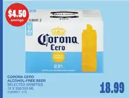 Wholesale Club CORONA CERO ALCOHOL-FREE BEER, 12 X 330/355 ML offer
