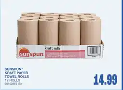 Wholesale Club SUNSPUN KRAFT PAPER TOWEL ROLLS, 12 ROLLS offer